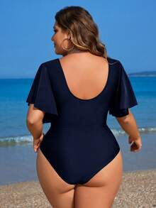 Swim Lushoire 2026 New Slimming Plus Size One-Piece Swimsuit - Navy Blue - View 2