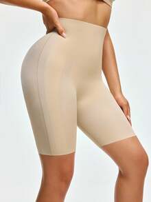 SHEIN Women's High Waisted Shapewear Shorts In Solid Color - Apricot - View 5