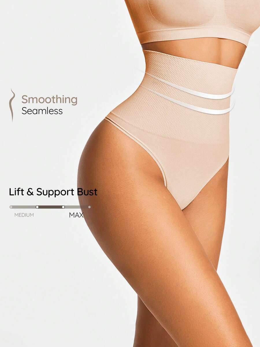 SHAPORA Tanga moldeador de cintura alta con botones laterales - Albaricoque - Ver 1