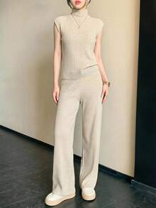 Knit Top Pant Cardigan 3 Pcs Set Knit Set - بيج - مشاهدة 7