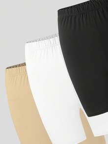 SHEIN 3件組黑色短褲，適合青少年女孩，休閒外出時尚緊身褲，耐穿衣著，小公主套裝，適合婚禮季節可愛風格，無傳統圖案，主打花卉/局部裝飾 - 彩色 - 查看 6