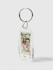 Custom 1PC Photo And Text Keychain, Personalized Acrylic Keychain, Custom Couple Keychain Photo Key Ring, Customized Logo Keychain For Birthday Gift - Multicolor - View 5