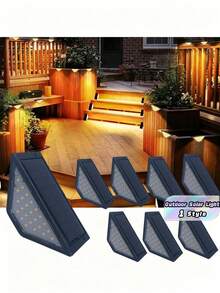 24 LED Solar Powered Stair Lights, Outdoor Waterproof Solar Deck Lights, Suitable For Yard, Patio, Garden, Walkway, Front Door, Driveway, Porch (Warm Light) - Warm Light - View 2
