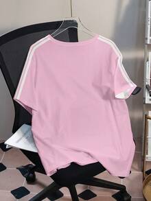 LOONEY TUNES X SHEIN Plus Size Women Cartoon Print Casual Versatile Daily Short Sleeve T-Shirt - White - View 2