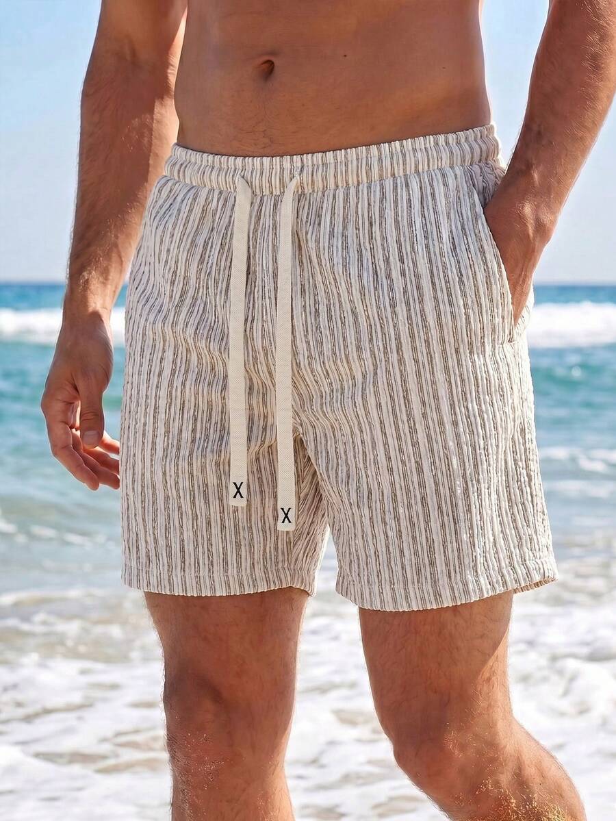 VENTUSAIL Shorts casuales versátiles de uso diario para hombres con cintura de cordón, para salidas y vacaciones - Caqui - Ver 1
