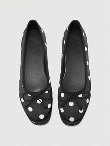 CUCCOO BIZCHIC Ladies Mary Jane Polka Dot Fashion Comfortable Shoes - Black and White - View 1