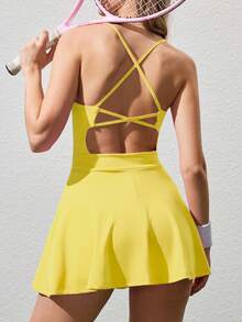 CourtClass CourtClass Robe camisole de sport élégante pour femmes - Jaune citron - Voir 2