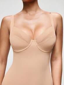 SHAPORA Camiseta de mujer de unicolor con parches de malla - Albaricoque - Ver 7