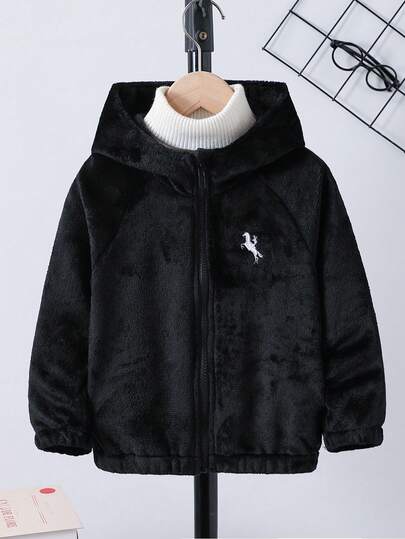 SHEIN 1 chiếc áo khoác hoodie dài tay phong cách đường phố tối giản thường ngày cho bé trai, thiết kế thời trang thường ngày, phù hợp mặc mùa hè, phù hợp cho bé trai 4-7 tuổi mặc hàng ngày, phù hợp cho thể thao, đi chơi, trường học, mùa tựu trường