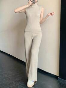 Knit Top Pant Cardigan 3 Pcs Set Knit Set - بيج - مشاهدة 8