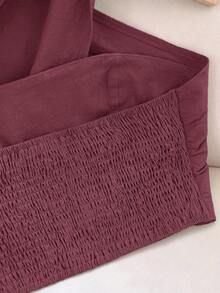 Travachic Women's Criss-Cross Halter Neck Backless Ruched Solid Color Top - Maroon - View 6