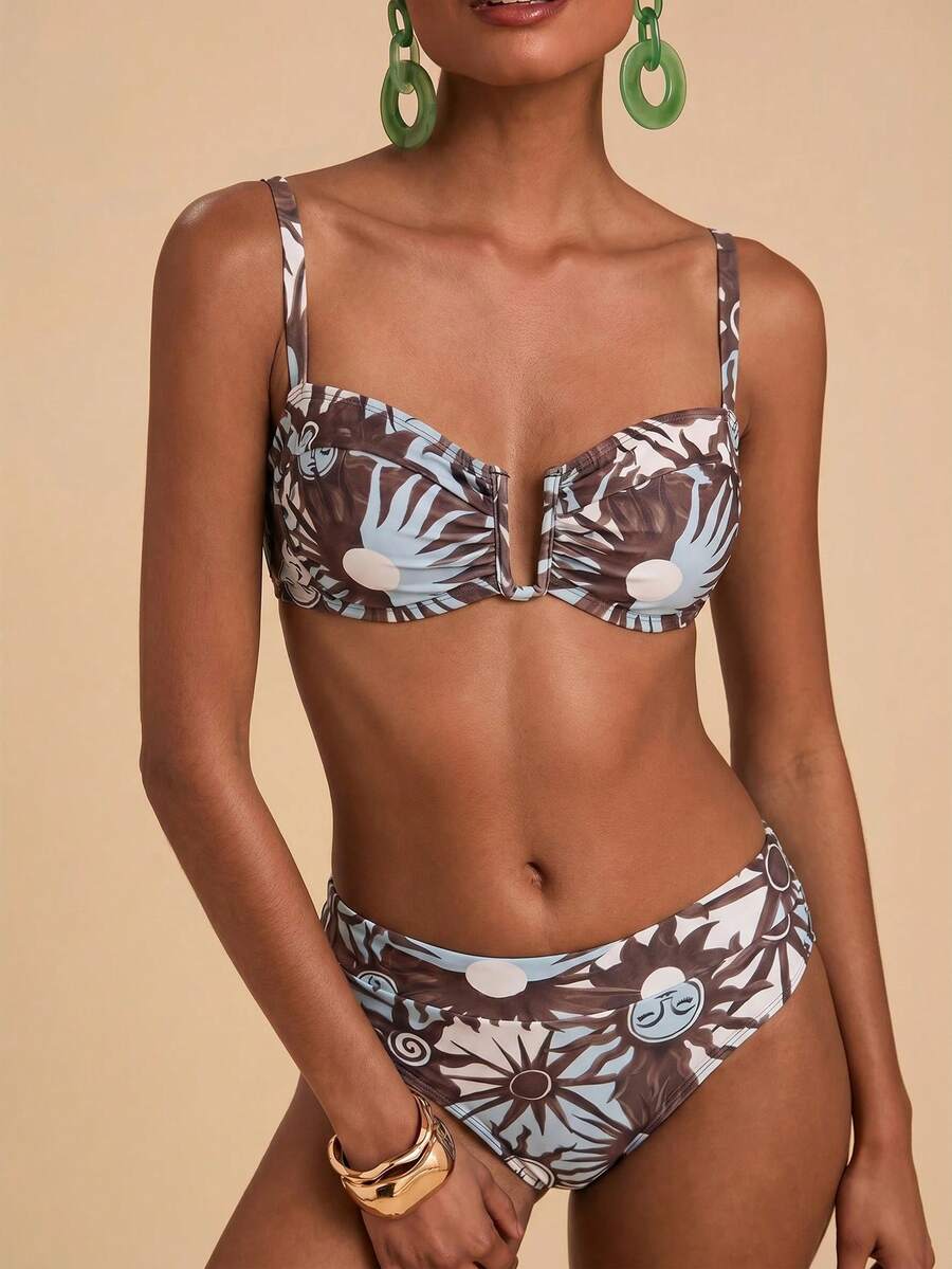 Travachic 女款度假海灘派對全白泳衣套裝 夏季熱帶風 - 彩色 - 查看 1