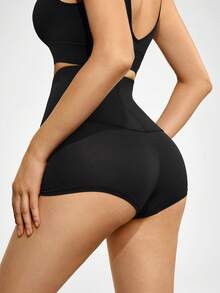 SHEIN High Waist Solid Shapewear Shorts - Black - View 2