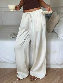 CovetEZ Women's Apricot Casual Versatile Long Pants - Beige - View 4