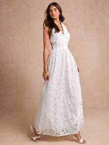 Enchnt 優雅簡約掛脖收腰洋裝 - 白色 - 查看 4
