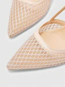 CUCCOO BIZCHIC Women Shoes Fashion Back Empty Pointed Thick Middle Heel Shoes Classic Simple Commuting Dating Party Holiday Vacation Wedding - Naked apricot - View 6