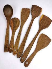 2PCS Wooden Spatula For Cooking, Wood Kitchen Utensils Set For Frying Eggs, Steak And Stir-Frying, Wooden Cooking Utensils Set For Nonstick Cookware - Orange - View 5