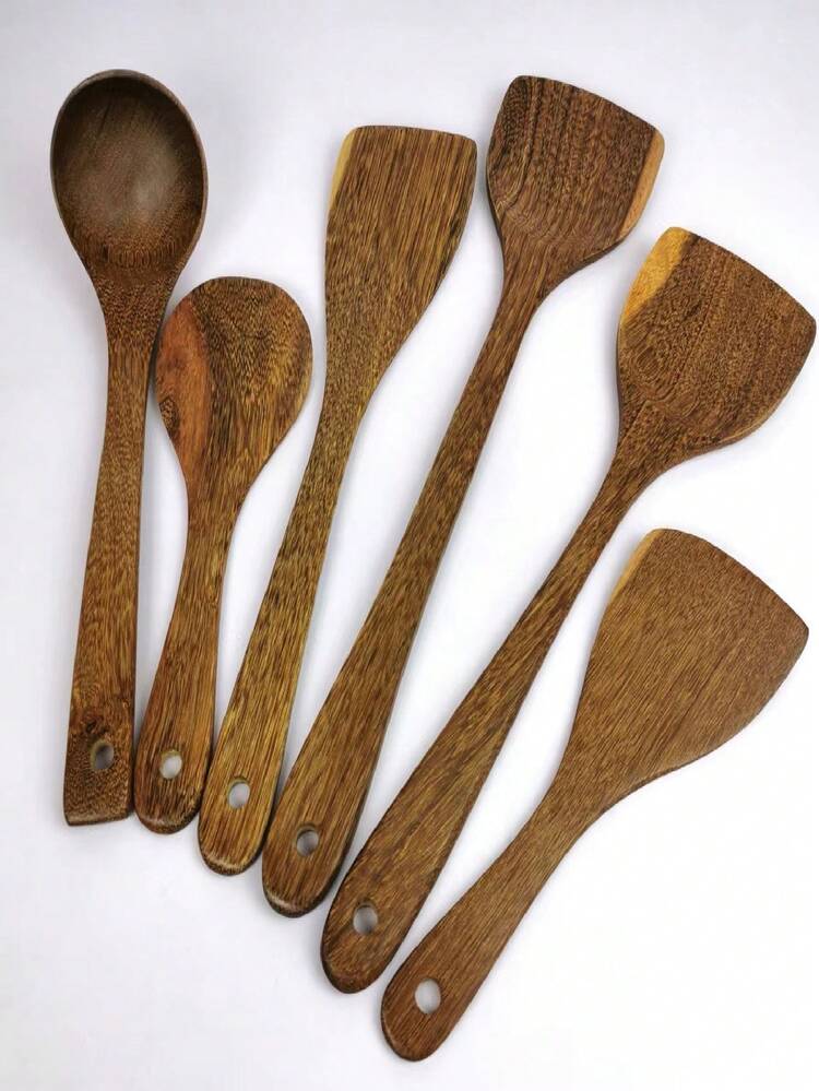 2件組木製烹飪鏟，木製廚房用具組，適用於煎蛋、煎牛排和炒菜，適用於不沾鍋的木製烹飪用具組 - 橘色 - 查看 5