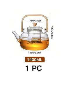 1个带把手和加热底座的玻璃茶壶套装，加厚耐热红茶壶，家用，健康热水壶 - 透明 - 查看 11
