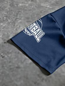 Sport MetroGents Kaos Olahraga Lengan Pendek Pria dengan Cetakan Huruf - Biru - View 5