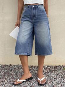 DAZY Women's Loose Casual Retro Denim Shorts, Summer New Arrival - Blue - View 2