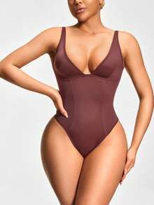 SHAPORA 2 paquetes de bodys sin mangas de unicolor para mujer - Multicolor - Ver 3