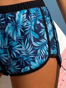 Swim SPRTY Short de plage pour femme, décontracté et polyvalent, style mature et sportif, imprimé aléatoire intégral de plantes tropicales, fleurs d'hibiscus et silhouettes florales, coloris contrastés, pour les vacances - Multicolore - Voir 5