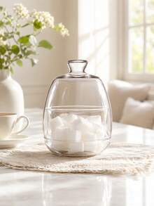 Madebyblanc 1SET/2SETS Minimalist Clear Glass Storage Jar - High Borosilicate Glass With Airtight Lid, Heat Resistant Sealed Canister, Dust-Proof Moisture Resistant Container, Perfect For Sugar Coffee Beans Tea Spices - View 1