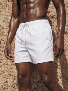 Palasendo Hombres Shorts de natación de cintura con cordón - Blanco - Ver 4