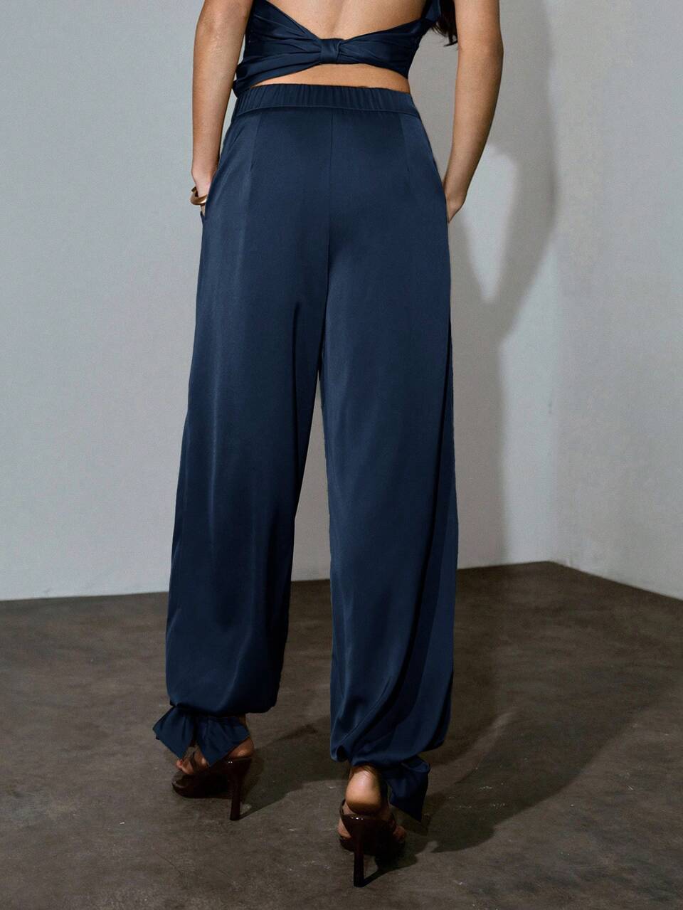 SPRING/SUMMER/AUTUMN URBAN MODERN CUFFED KNOT LANTERN LONG PANTS