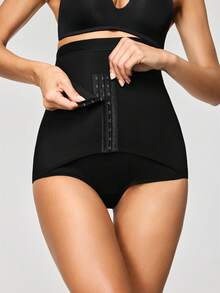 SHAPORA Women's High Waist Sheer Mesh Tummy Control Briefs - Black - View 2