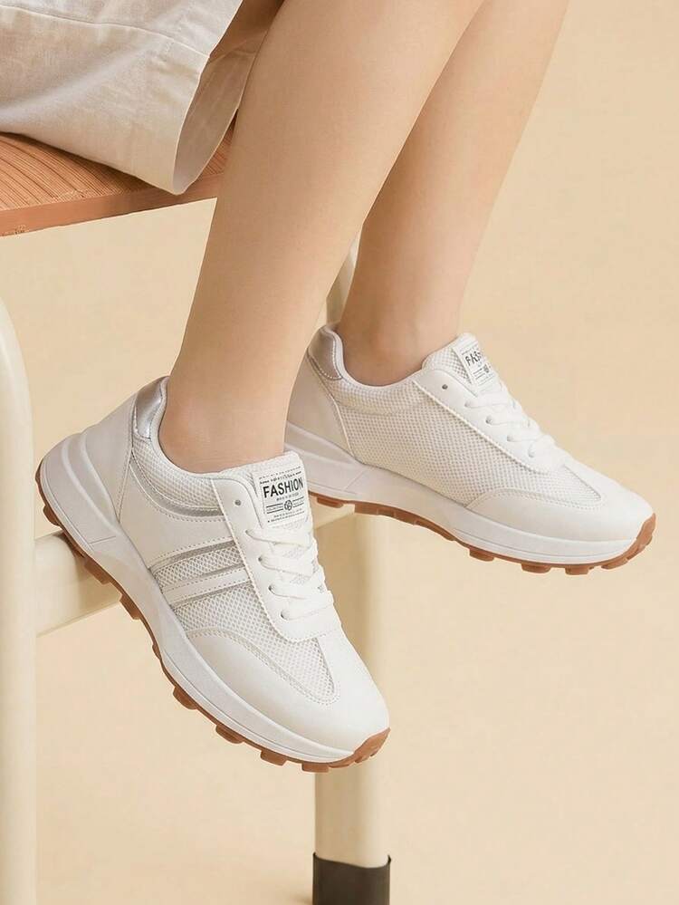 CUCCOO EASI Women's Thick-Soled Round Toe Lace-Up Casual Shoes Shoes