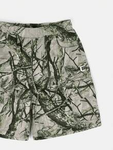 SUMWON Boys Camo Denim Cargo Shorts Summer Elastic Waist Tree Branch Print Casual Everyday Shorts - Black - View 4