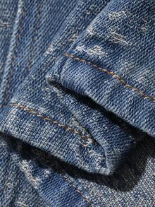 DAZY Men's Solid Blue Denim Shorts, Summer - Blue - View 3