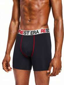 EasyFave 3pcs/Pack Men's Letter Print Casual Everyday Boxer Briefs Men Boxers Cotton Rest Era Underwear - Multicolor - View 3