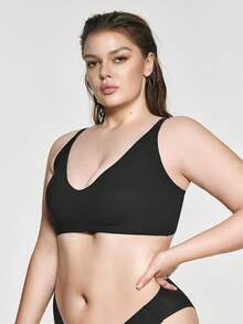 SHAPORA Plus Size Wireless Elastic Bra, Comfortable Fit For Women - Black - View 6