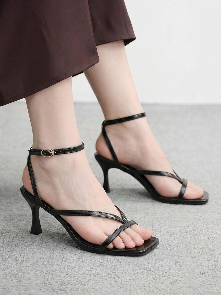 CUCCOO BIZCHIC Women Shoes Spring And Summer New Black Ankle Strap Thin Strap Women's High-Heeled Sandals Fashionable And Comfortable Versatile Sexy Women's Sandals Pinch Sandals