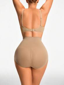 SHAPORA Ropa interior femenina de color sólido para modelar diariamente - Café integral - Ver 2