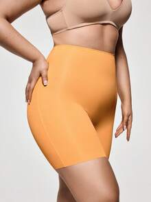 SHAPORA Plus Size Solid Color High Waist Seamless Shapewear Bottom - Orange - View 5