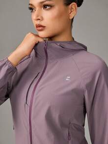OutZeal Women Sun-Proof Jacket Daily Casual Lightweight Stretch Hood Zip Up Outdoor Tops - Purple - View 9