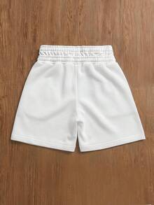 SWAVVY Men's Drawstring Waist Letter Print Casual Versatile Daily Travel Shorts - White - View 2