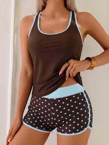Swim Lushoire Springbreak 女款海灘度假背心比基尼三件套 基本款短版上衣花卉印花比基尼套裝 - 彩色 - 查看 1