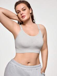 SHAPORA 1pc Seamless Strap Wire Free Bra For Women - Light Grey - View 6
