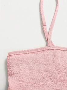 Girlism Conjunto de top camisola con volantes en el bajo y pantalones de color liso para niña preadolescente - Rosa - Ver 7