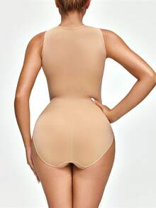 SHAPORA 1pc Apricot Seamless Comfortable Minimalist Women Waist Cincher Bodysuit - Apricot - View 3