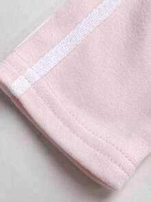 SHEIN Tween女孩休閒日常百搭舒適圓弧下擺夾克外套與長褲套裝 - 粉色 - 查看 7