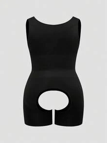 SHAPORA Plus Size Women Solid Color Casual Versatile Daily Wear Jumpsuit - Black - View 5