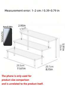 1pc DIY 3-4 Tier Acrylic Desktop Display Rack For Cupcakes, Perfume, Figurines, Transparent Trapezoidal Blind Box Storage Rack/Cabinet - White - View 7