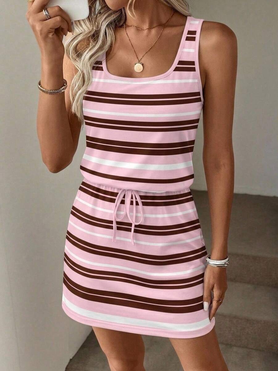 SHEIN LUNE Women's Casual Printed Short Dress Suitable For Spring And Summer - Multicolor - View 1