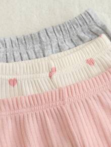 SHEIN Playful Pals Baby Girl Comfortable Round Neck Long Sleeve T-Shirt And Long Pants Set - Baby Pink - View 4